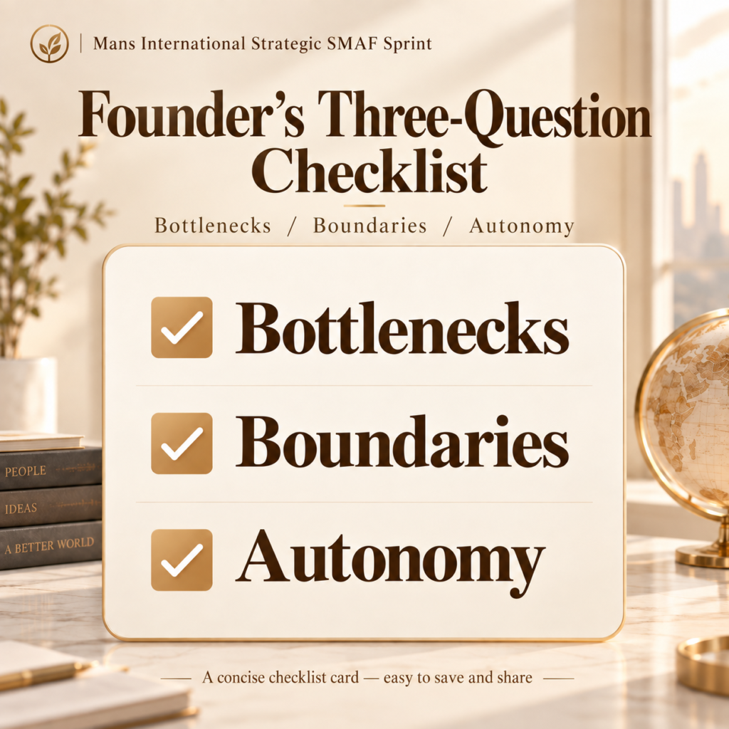Founder's Three-Question Checklist Mans International